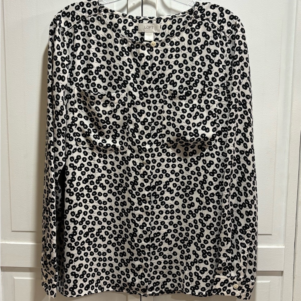 LOFT‎ Monochrome Animal Print Blouse